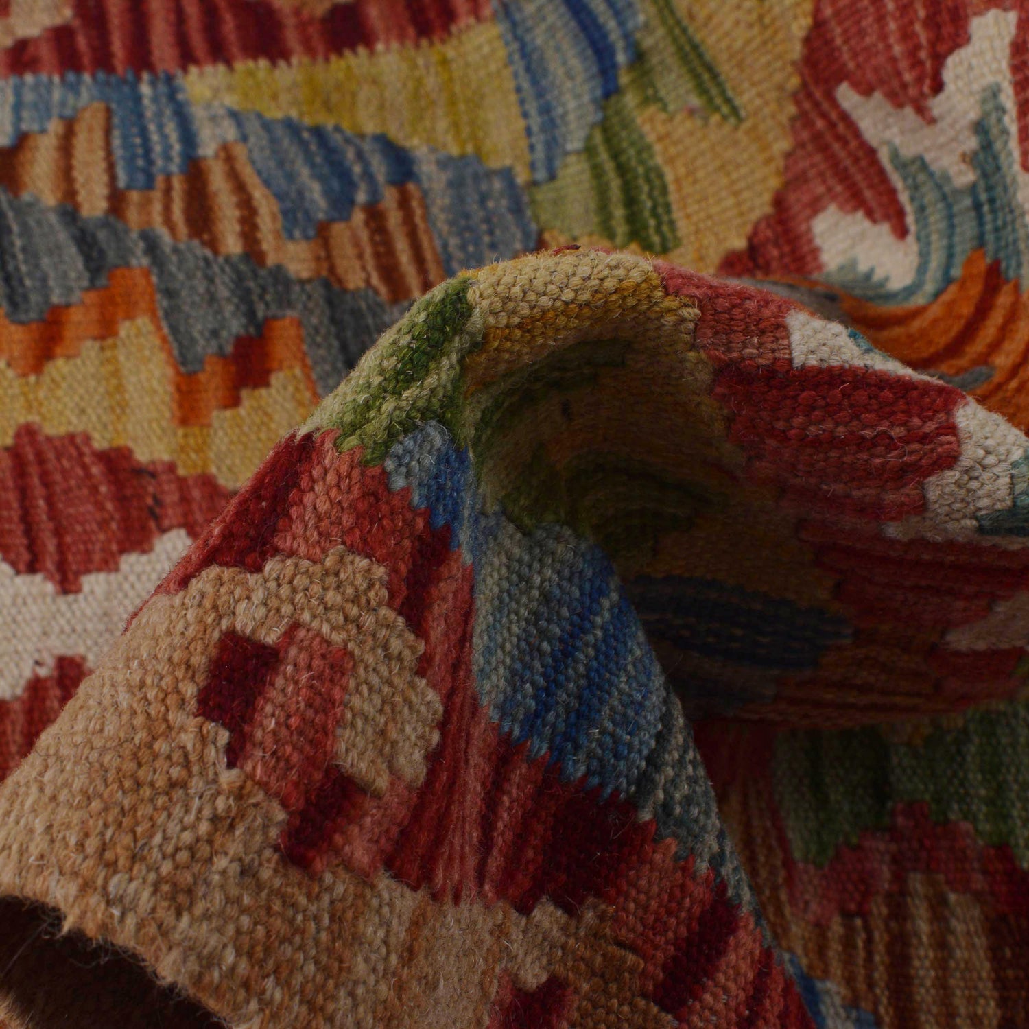 Handmade Multi Kilim Geometric 5' Runner