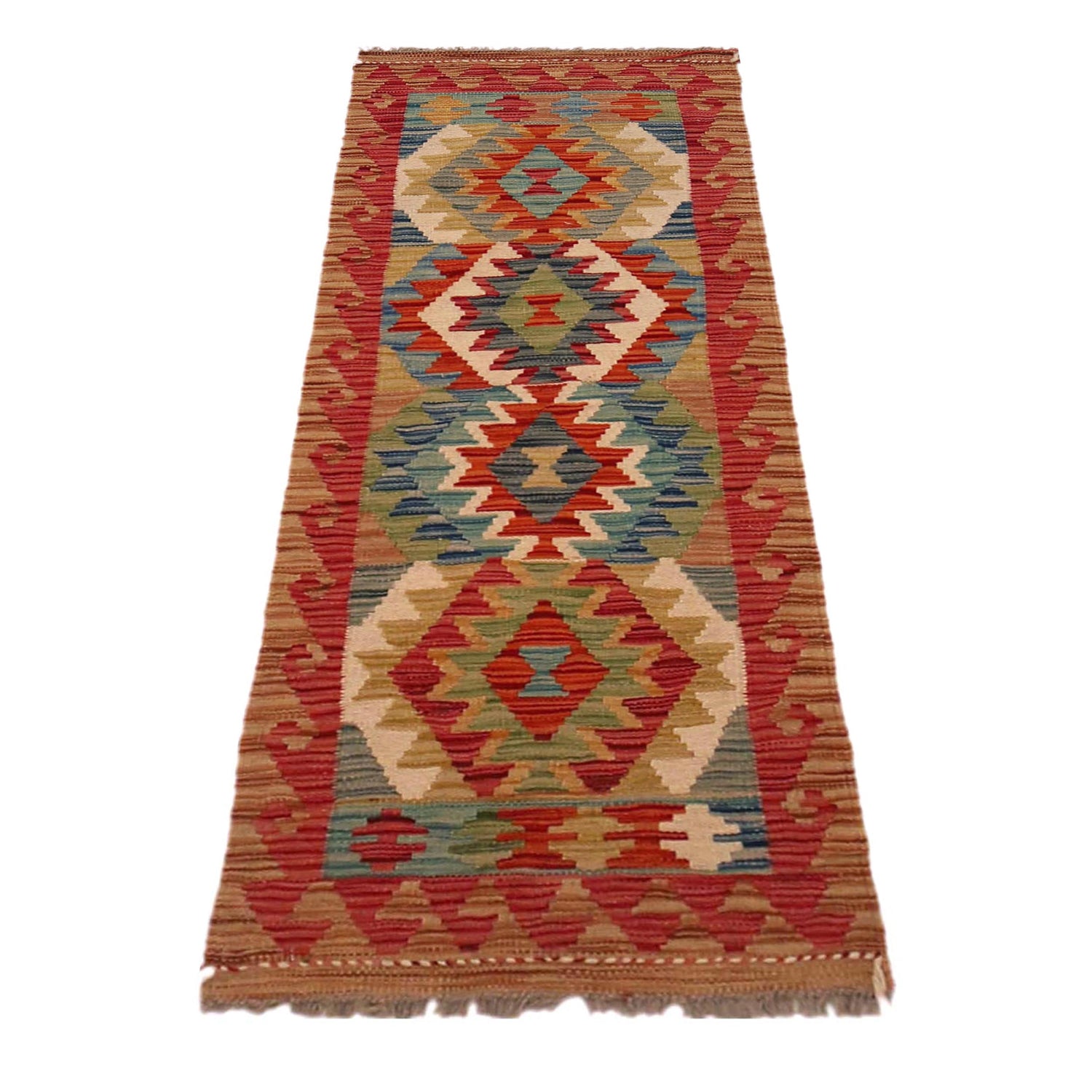 Handmade Multi Kilim Geometric 5' Runner