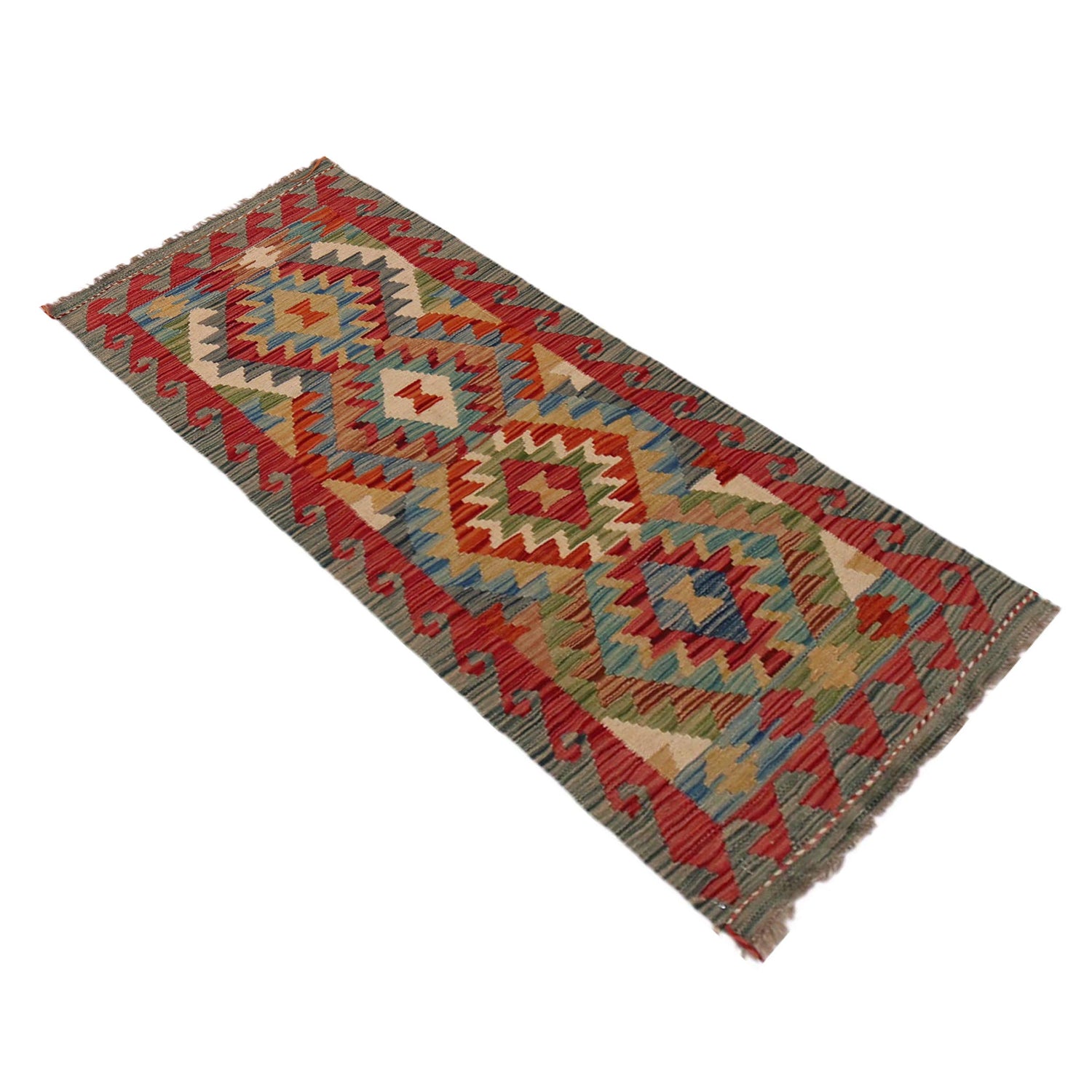 Handmade Multi Kilim Geometric 5' Runner