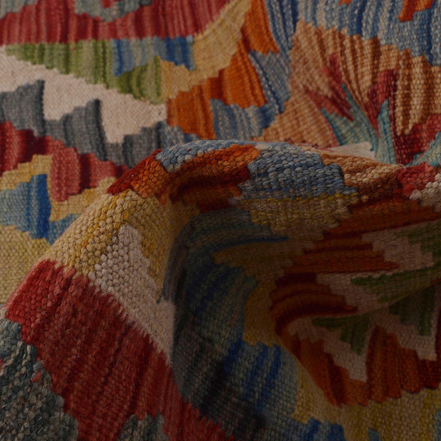 Handmade Multi Kilim Geometric 5' Runner