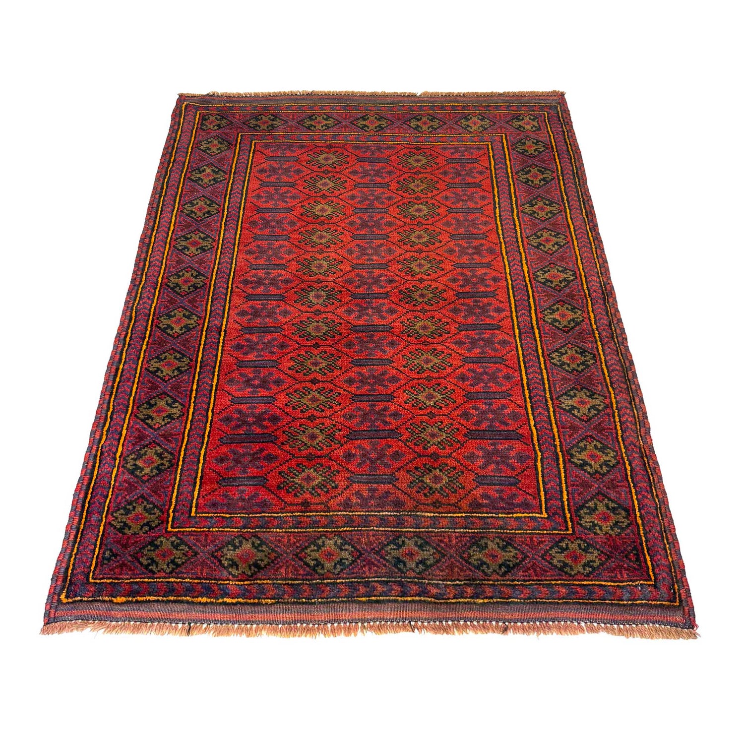 Baluchi Rug Handmade Red Geometric 2x4 ft