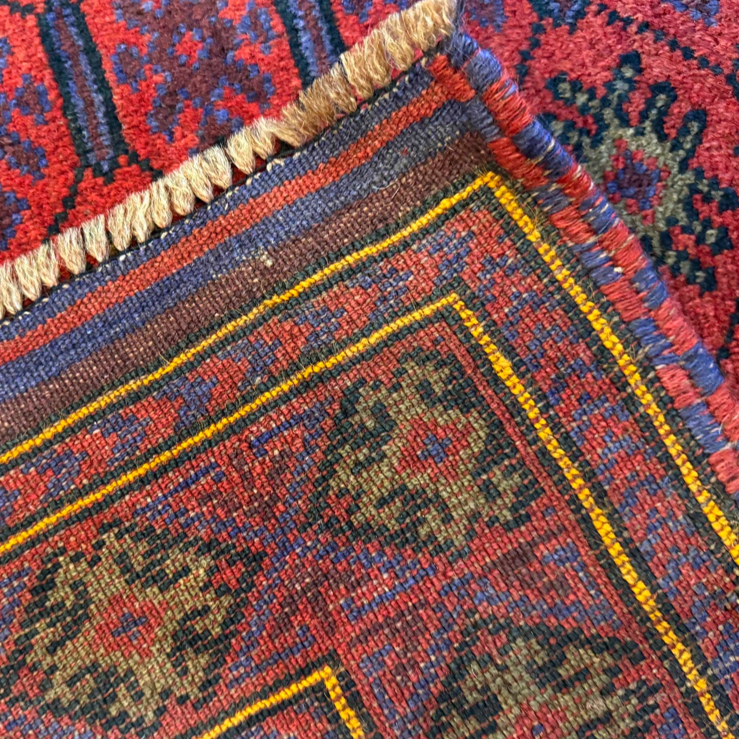 Baluchi Rug Handmade Red Geometric 2x4 ft