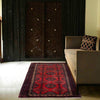 Baluchi Rug Handmade Red Geometric 3x5 ft