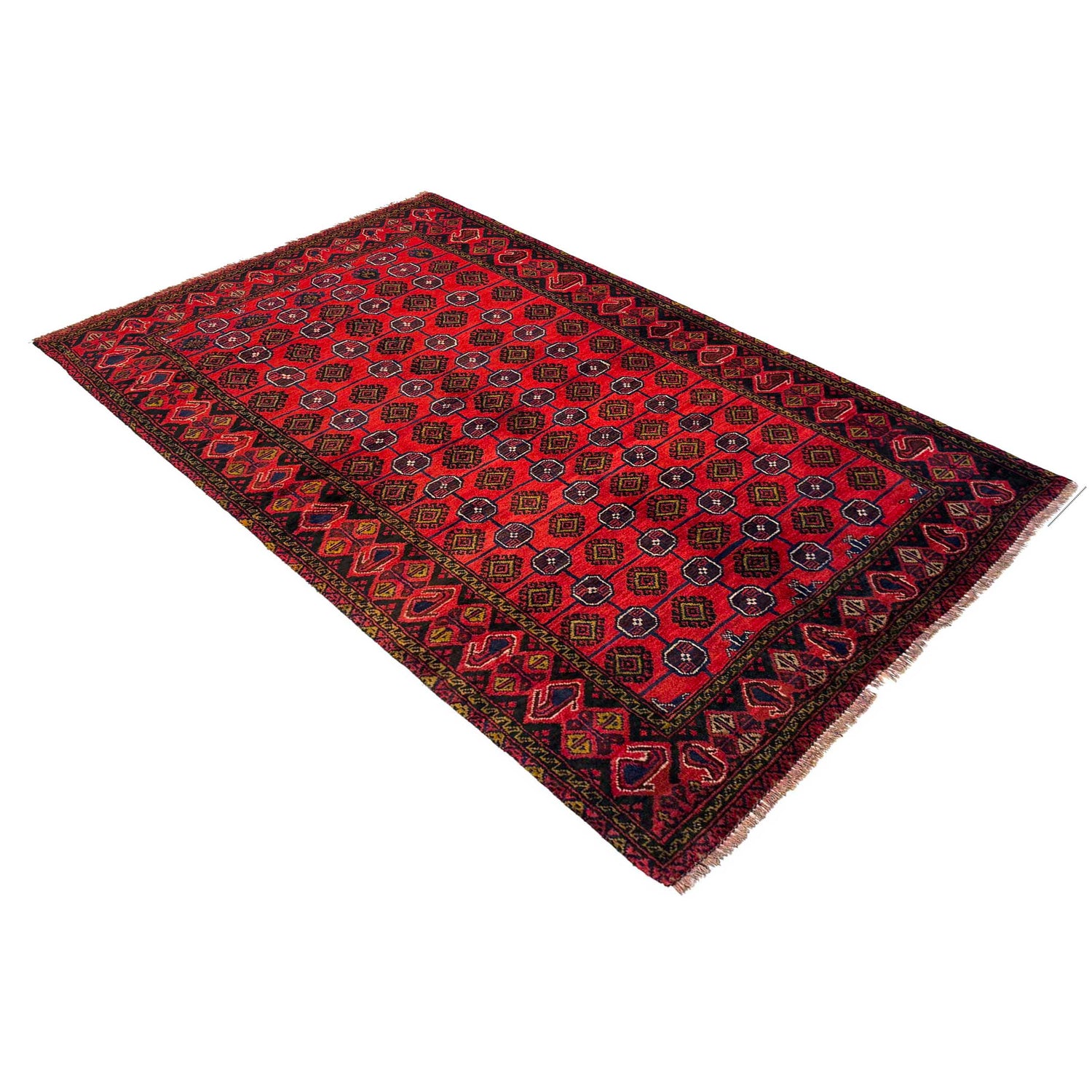 Baluchi Rug Handmade Red Floral 4x6 ft