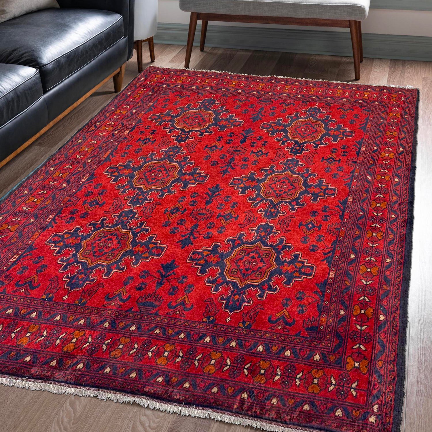 Khal Mohammadi Rug Handmade Red 4x7 ft