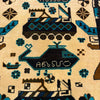 War Area Rug Handmade Beige Riffle + Tank + Helicopter 2x4