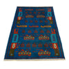 War Area Rug Handmade Blue Tank + Helicopter + Grenade 2x4