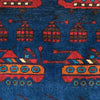 War Area Rug Handmade Blue Tank + Helicopter + Grenade 2x4