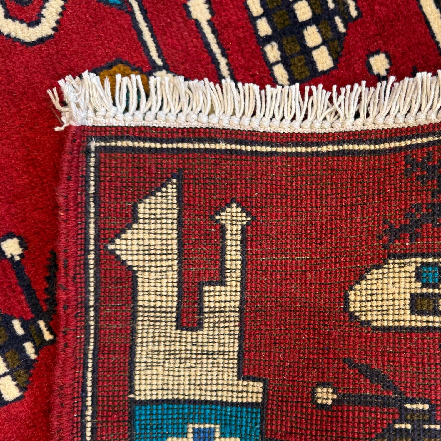 War Area Rug Handmade Red Riffle + Tank + Helicopter +