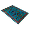 War Area Rug Handmade Blue Tank + Helicopter + Riffle 2x4 ft