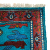 War Area Rug Handmade Blue Tank + Helicopter + Riffle 2x4 ft