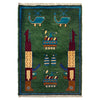 War Area Rug Handmade Green Riffle + Tank + Helicopter +