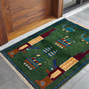 War Area Rug Handmade Green Riffle + Tank + Helicopter +