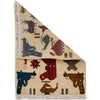 War Area Rug Handmade Beige Riffle + Tank + Helicopter +