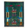 War Area Rug Handmade Green Riffle + Tank + Helicopter +