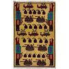 War Area Rug Handmade Yellow Riffle + Tank + Helicopter +
