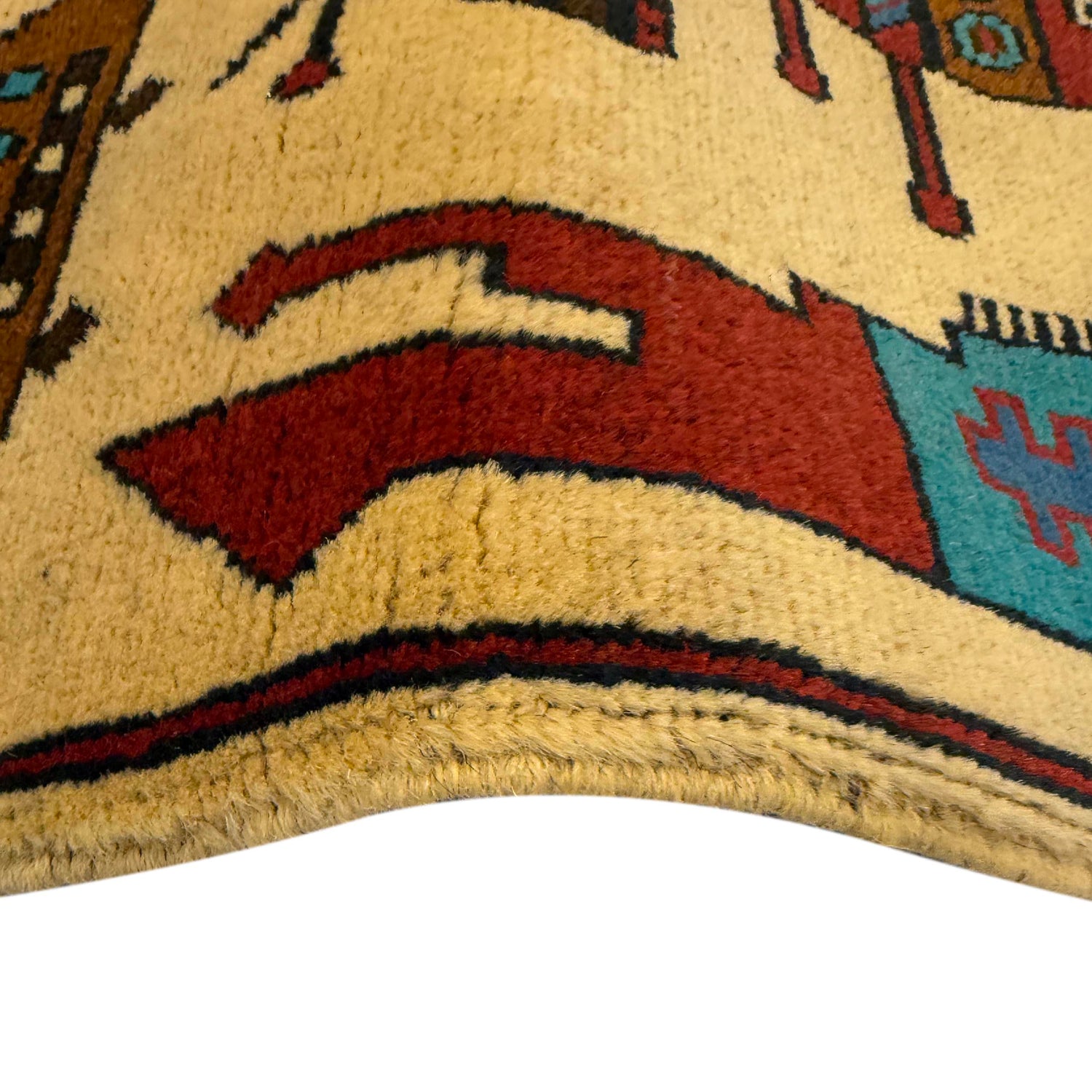 War Area Rug Handmade Yellow Riffle + Tank + Helicopter +