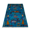 War Area Rug Handmade Blue Riffle + Tank + Helicopter +