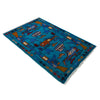 War Area Rug Handmade Blue Riffle + Tank + Helicopter +