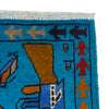 War Area Rug Handmade Blue Riffle + Tank + Helicopter +