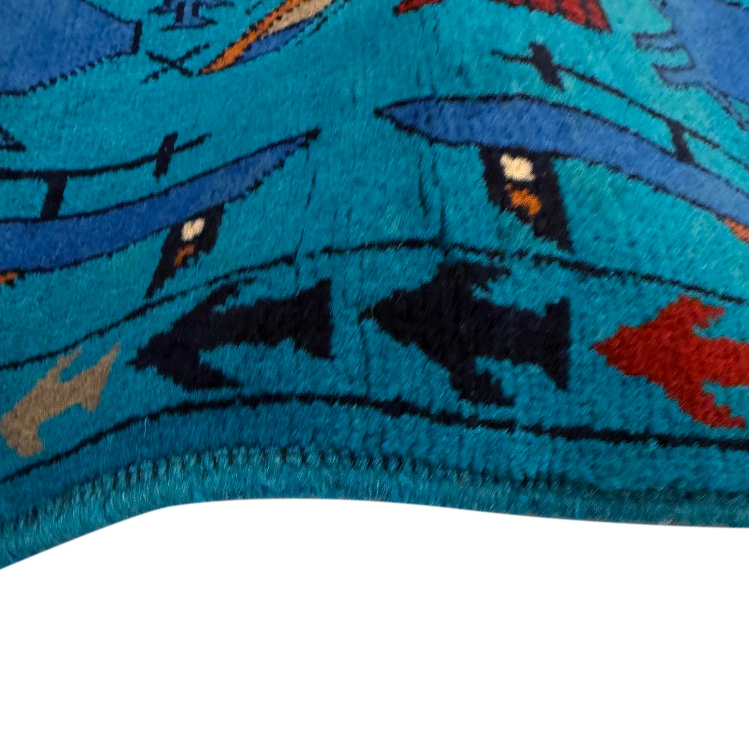 War Area Rug Handmade Blue Riffle + Tank + Helicopter +