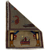 War Area Rug Handmade Brown Tank + Helicopter + Grenade 2 x