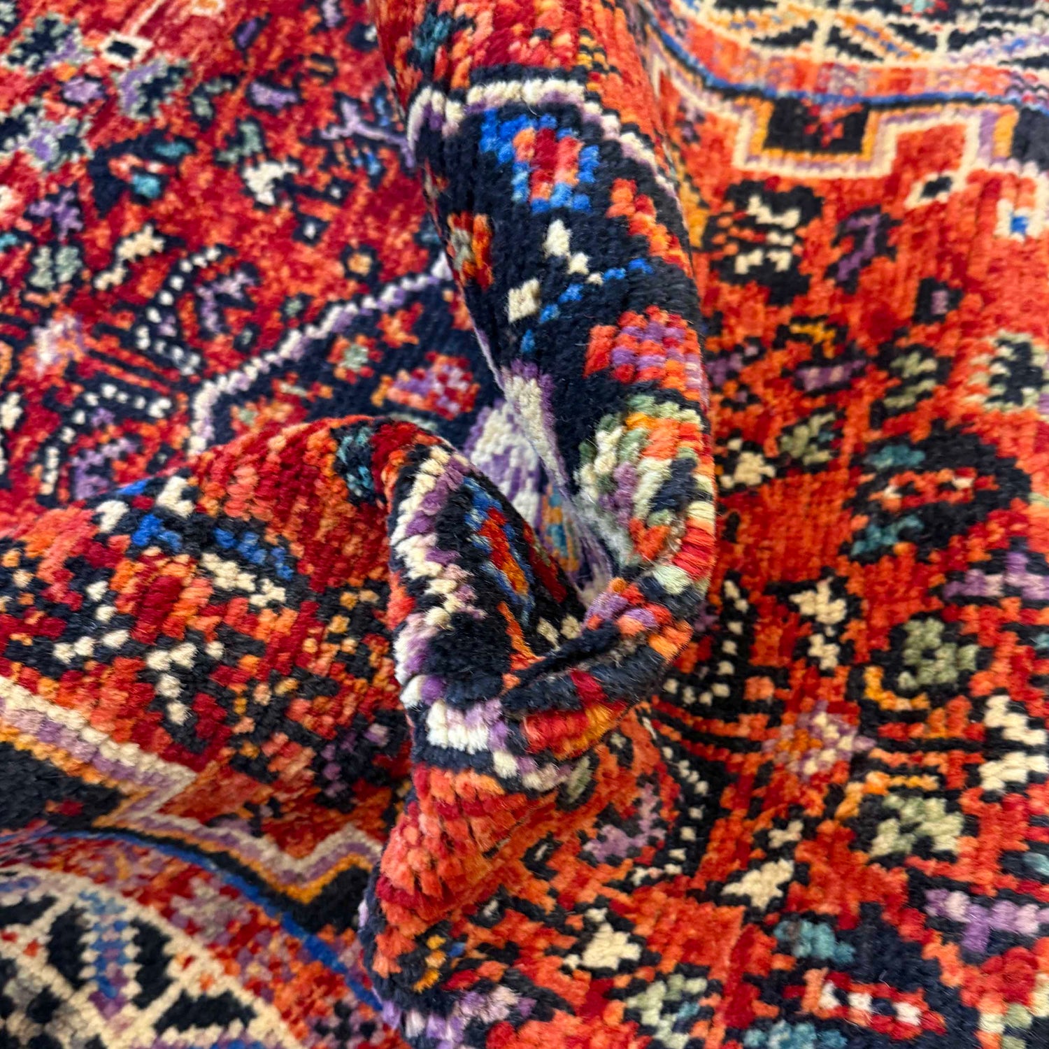 Shirazi Runner Rug Handmade Multi Medallion 10' Runner