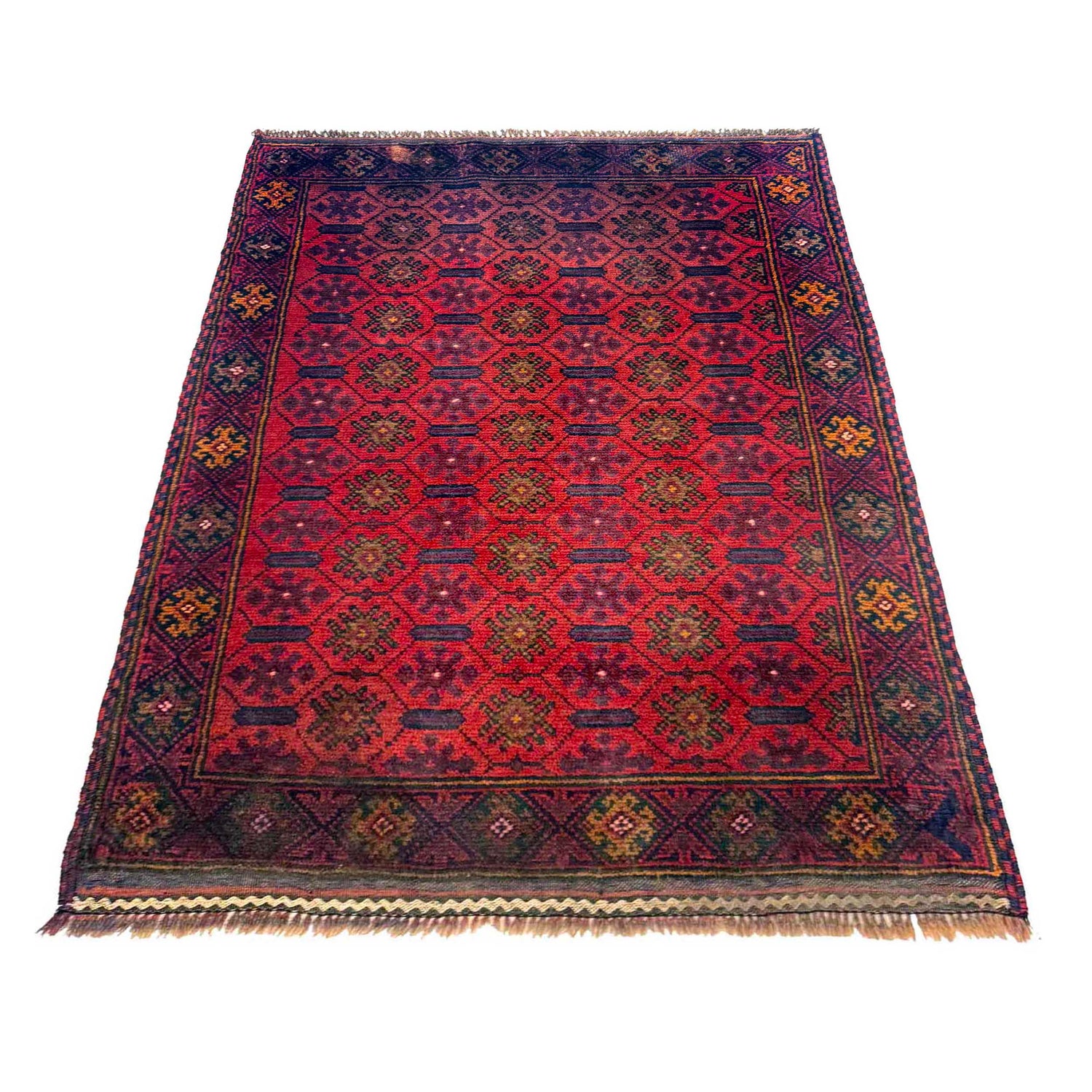Baluchi Rug Handmade Red Geometric 2x4 ft