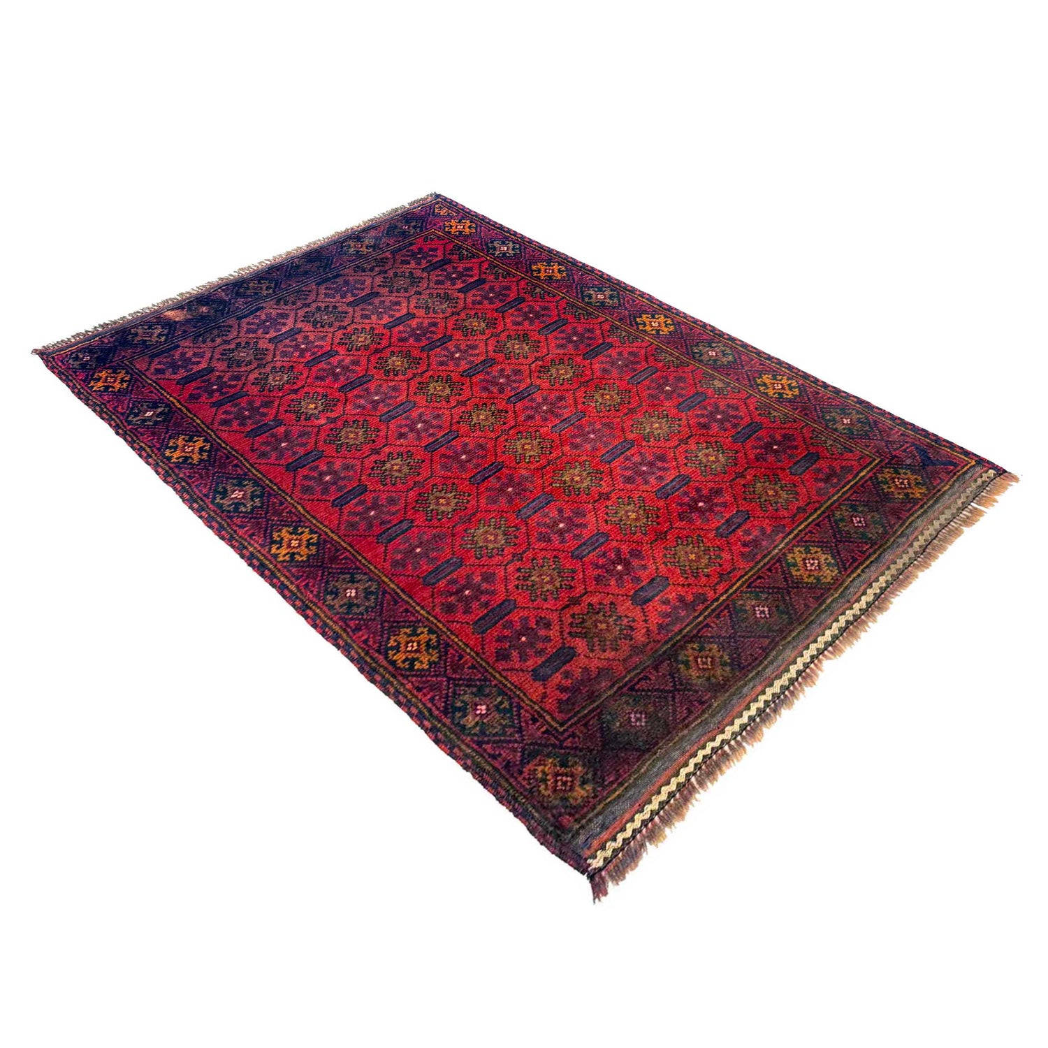 Baluchi Rug Handmade Red Geometric 2x4 ft
