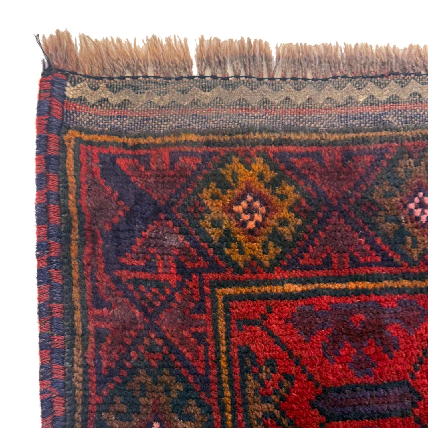 Baluchi Rug Handmade Red Geometric 2x4 ft