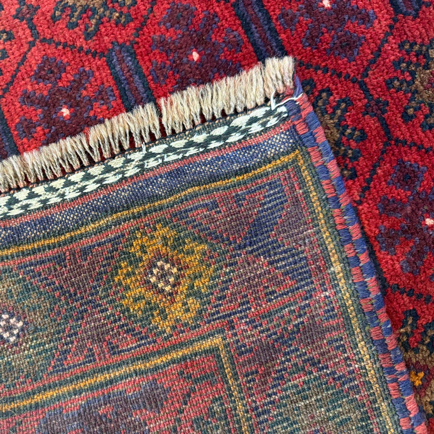Baluchi Rug Handmade Red Geometric 2x4 ft