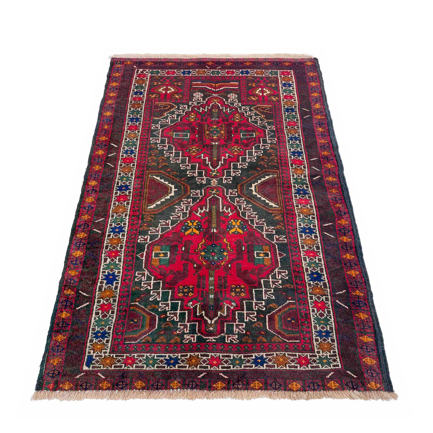 Baluchi Rug Handmade Multi Geometric 3x5 ft