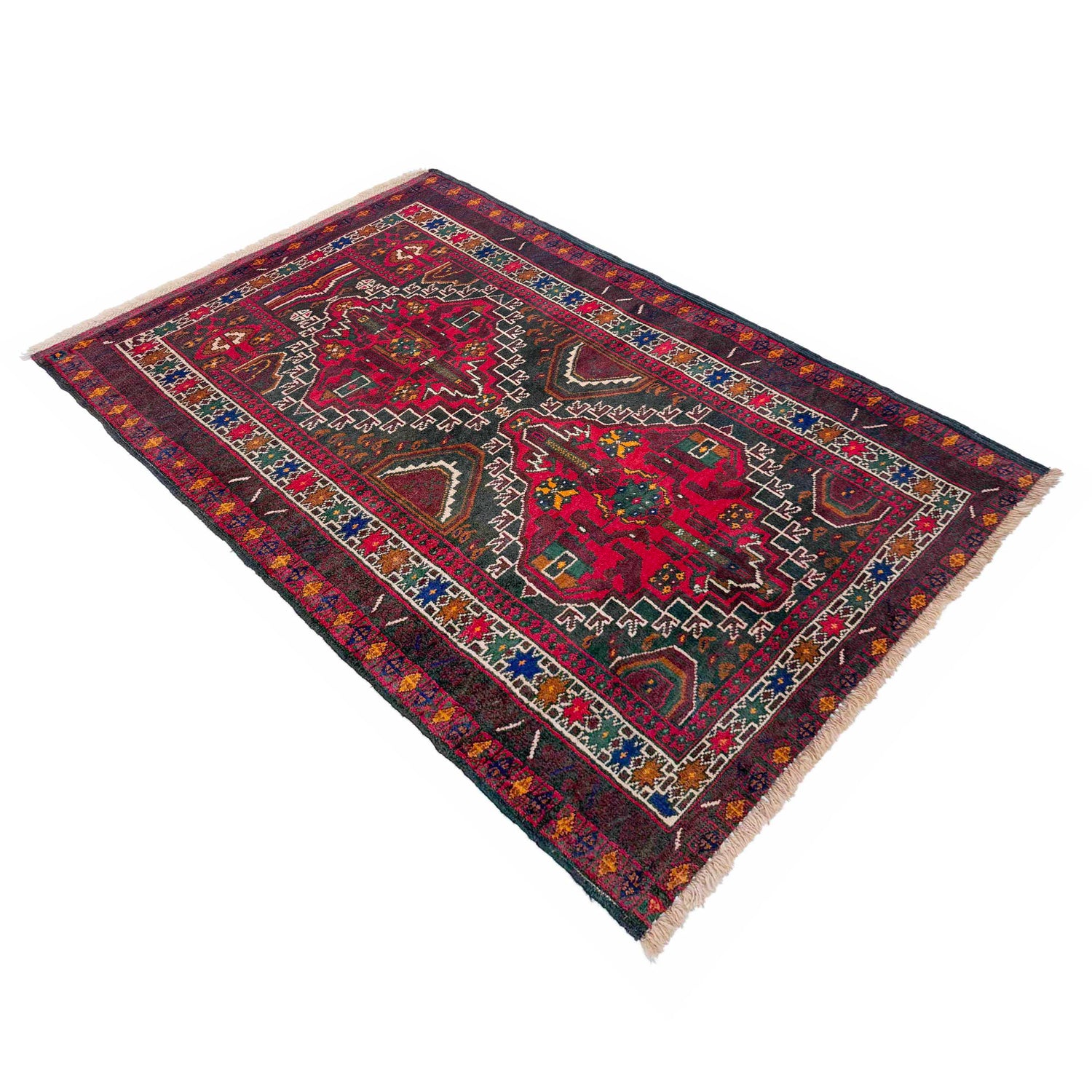 Baluchi Rug Handmade Multi Geometric 3x5 ft