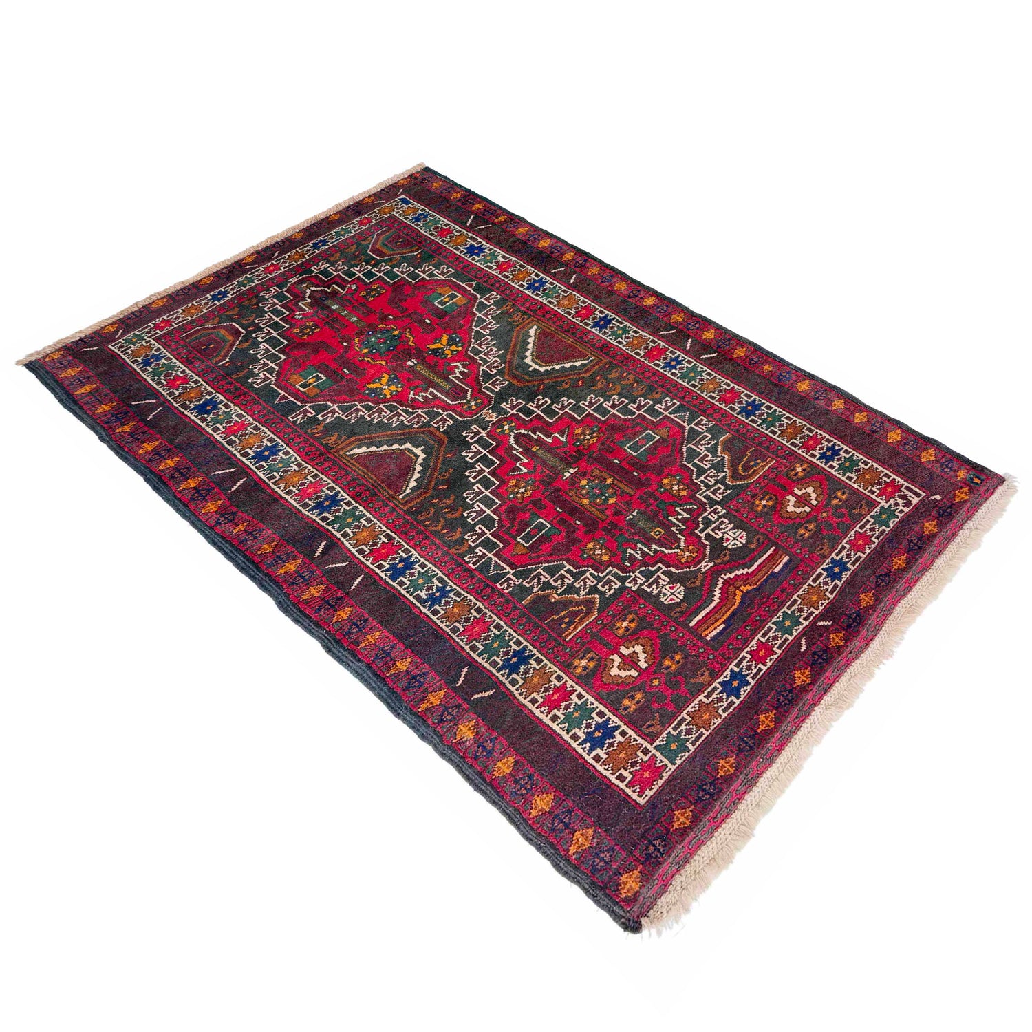 Baluchi Rug Handmade Multi Geometric 3x5 ft