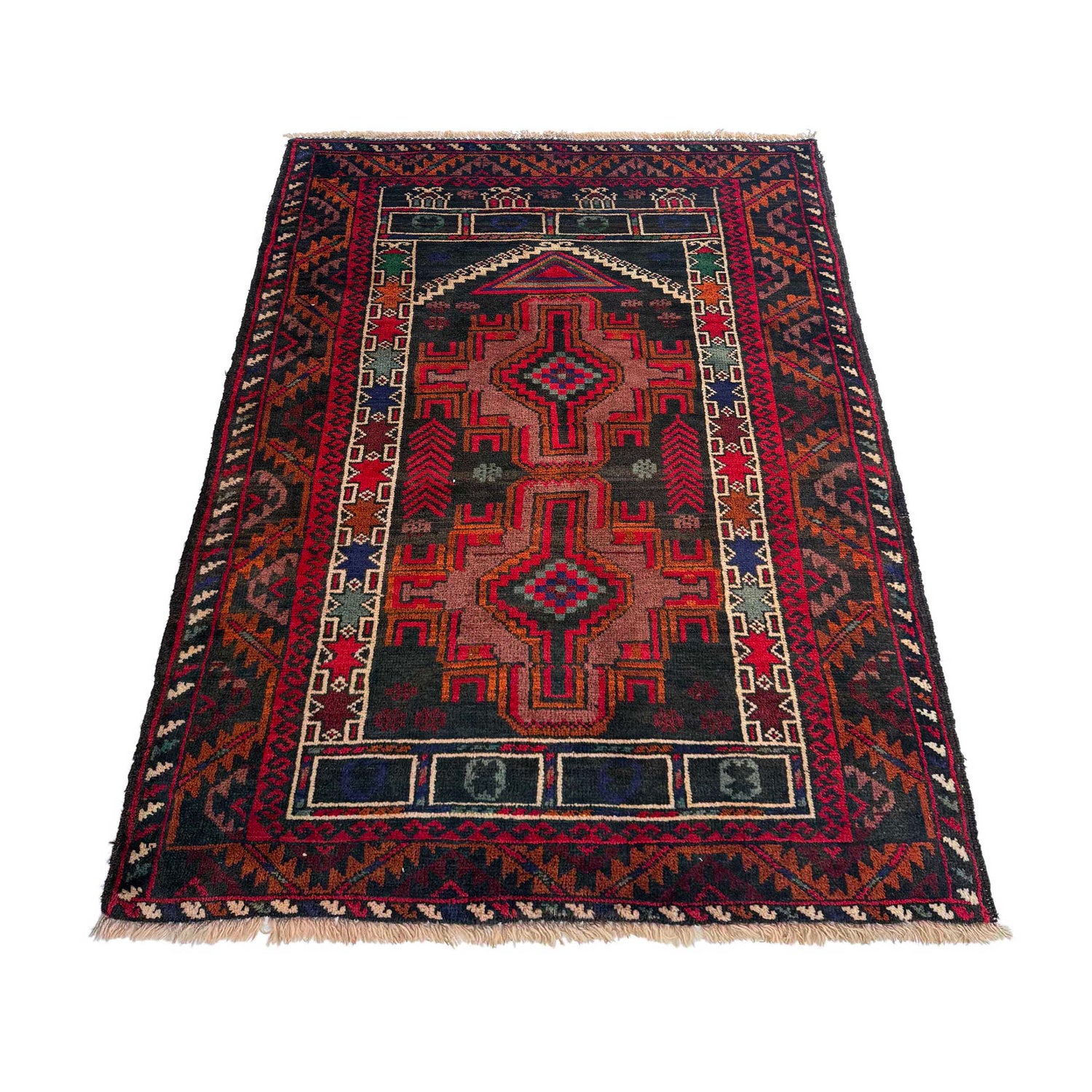 Baluchi Rug Handmade Multi Prayer Design 2x4 ft