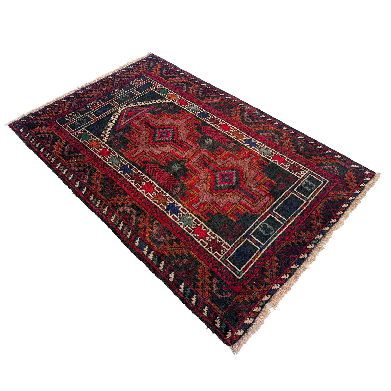 Baluchi Rug Handmade Multi Prayer Design 2x4 ft