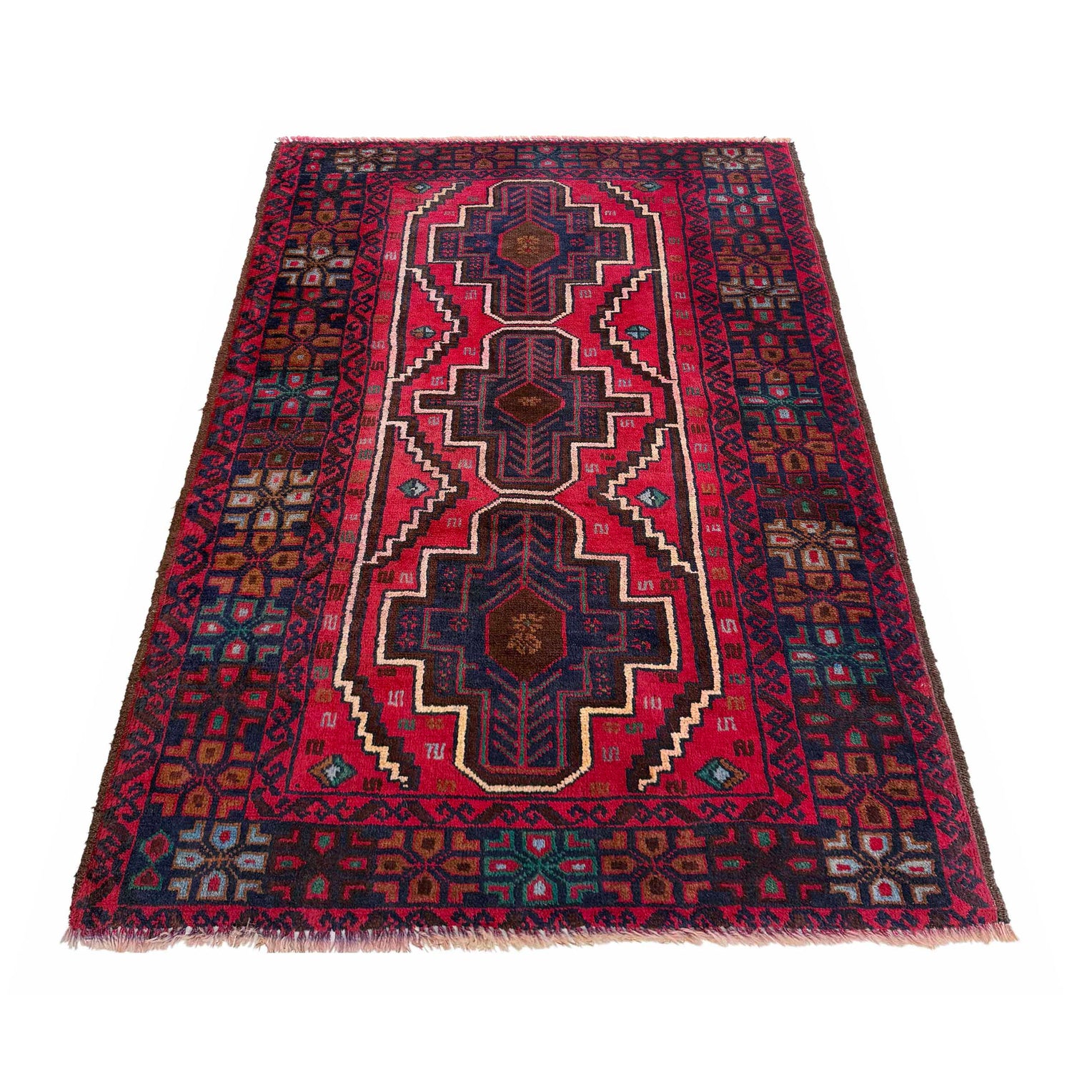 Baluchi Rug Handmade Multi Geometric 3x5 ft