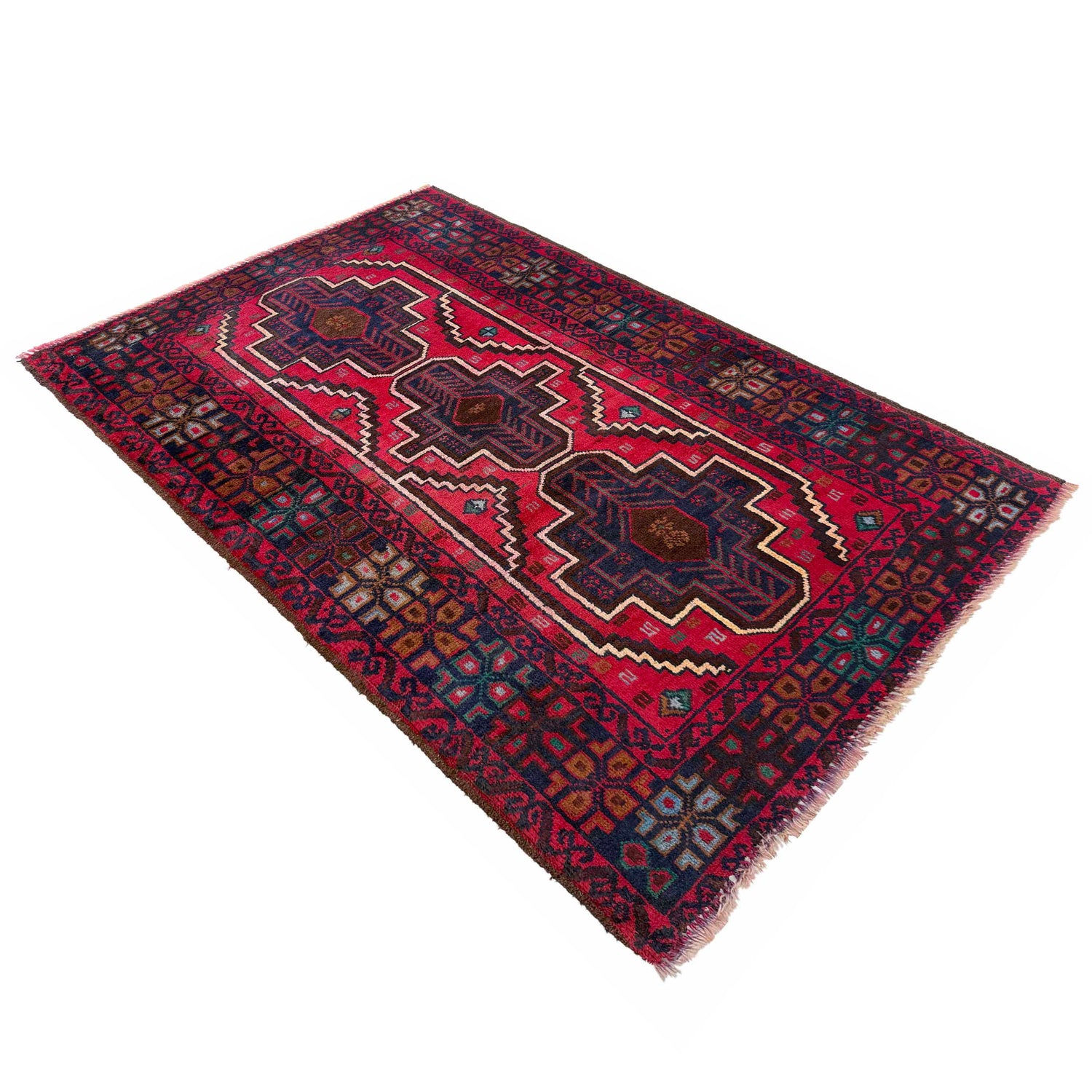 Baluchi Rug Handmade Multi Geometric 3x5 ft