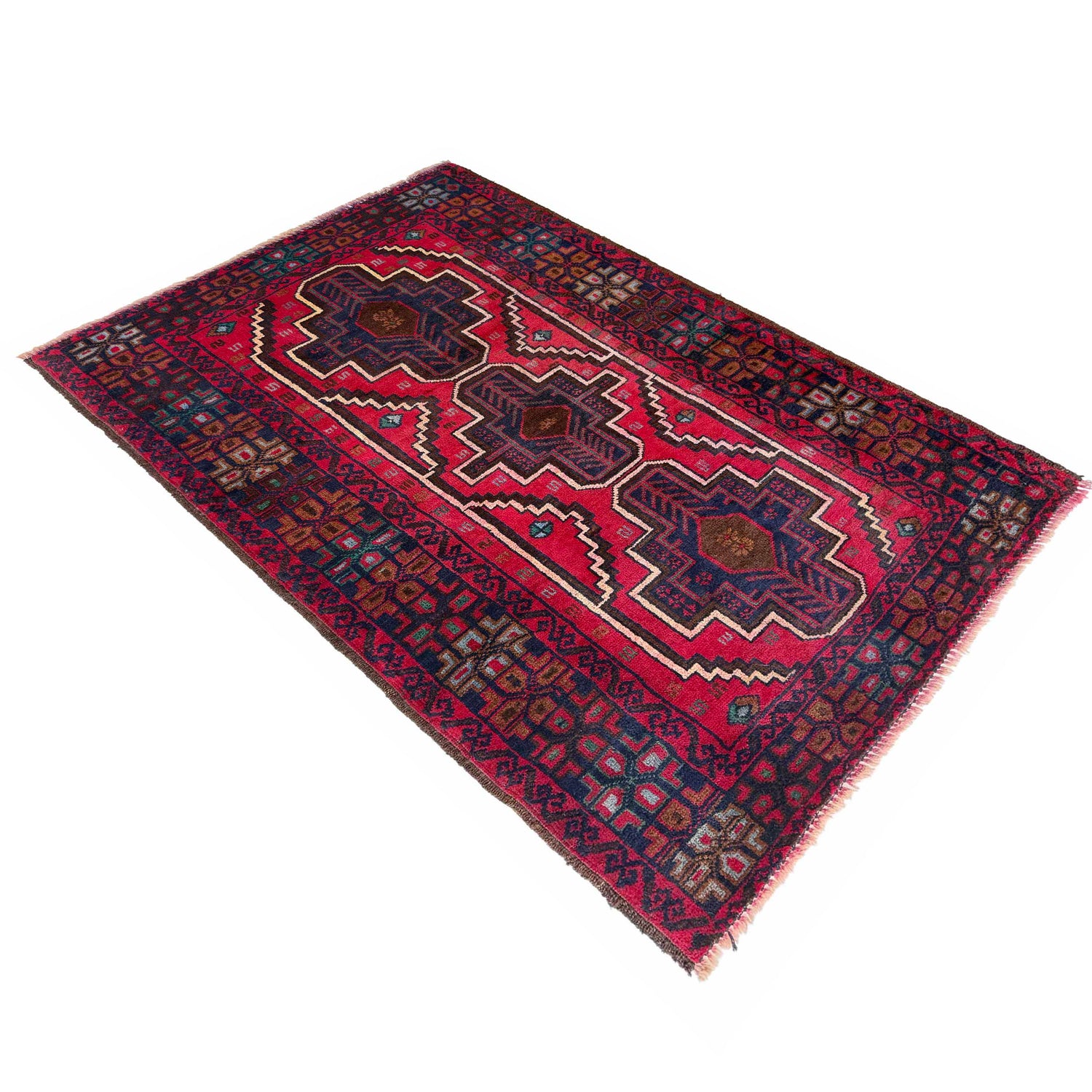 Baluchi Rug Handmade Multi Geometric 3x5 ft