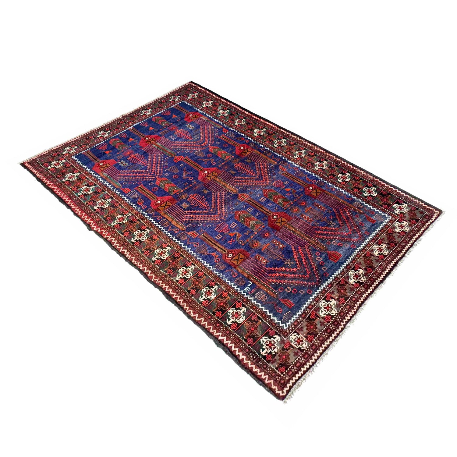 Natural Baluch Area Rug Handmade Multi Floral 6x9 ft