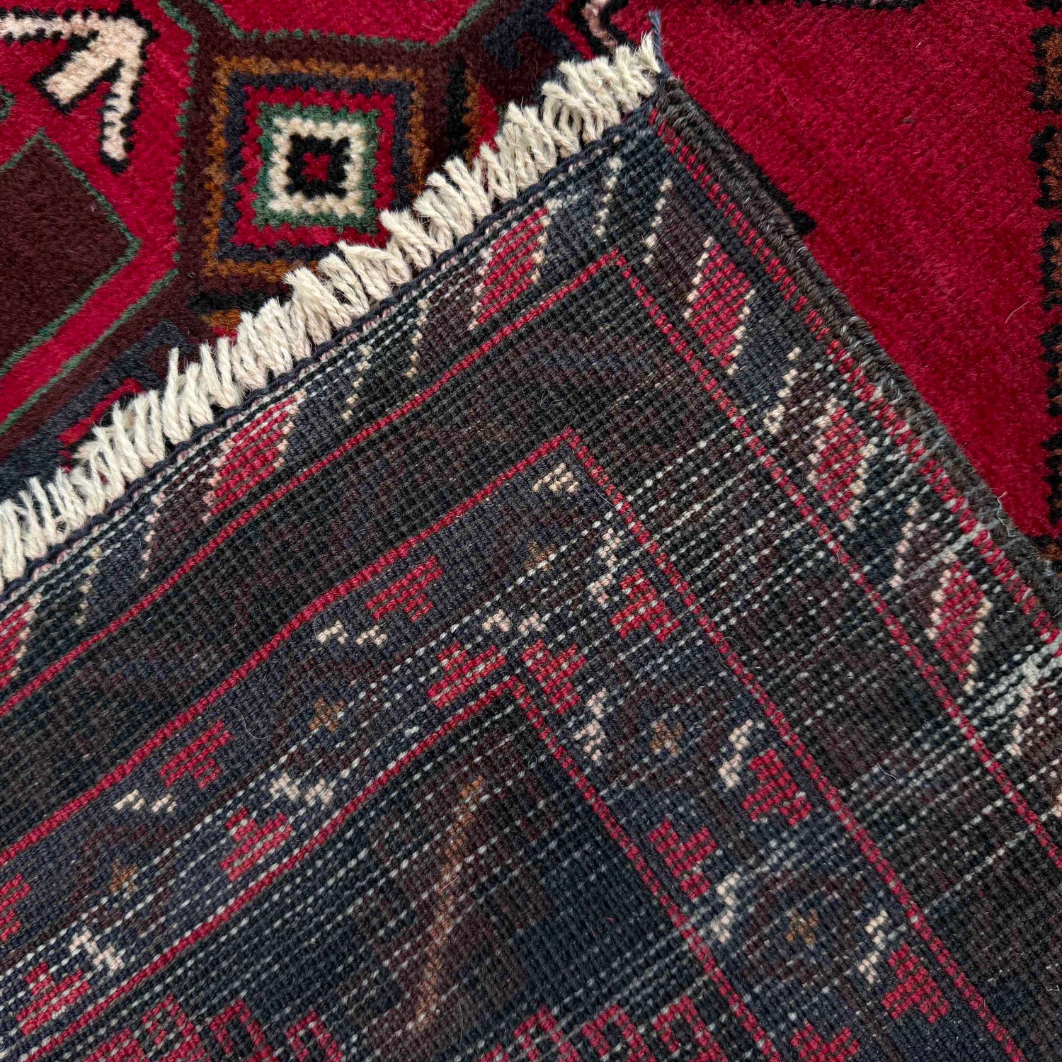 Baluchi Rug Handmade Red Geometric 4x6 ft