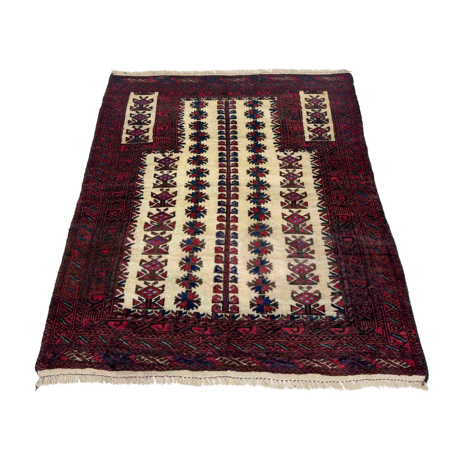 Baluchi Rug Handmade Multi Prayer Design 2x4 ft