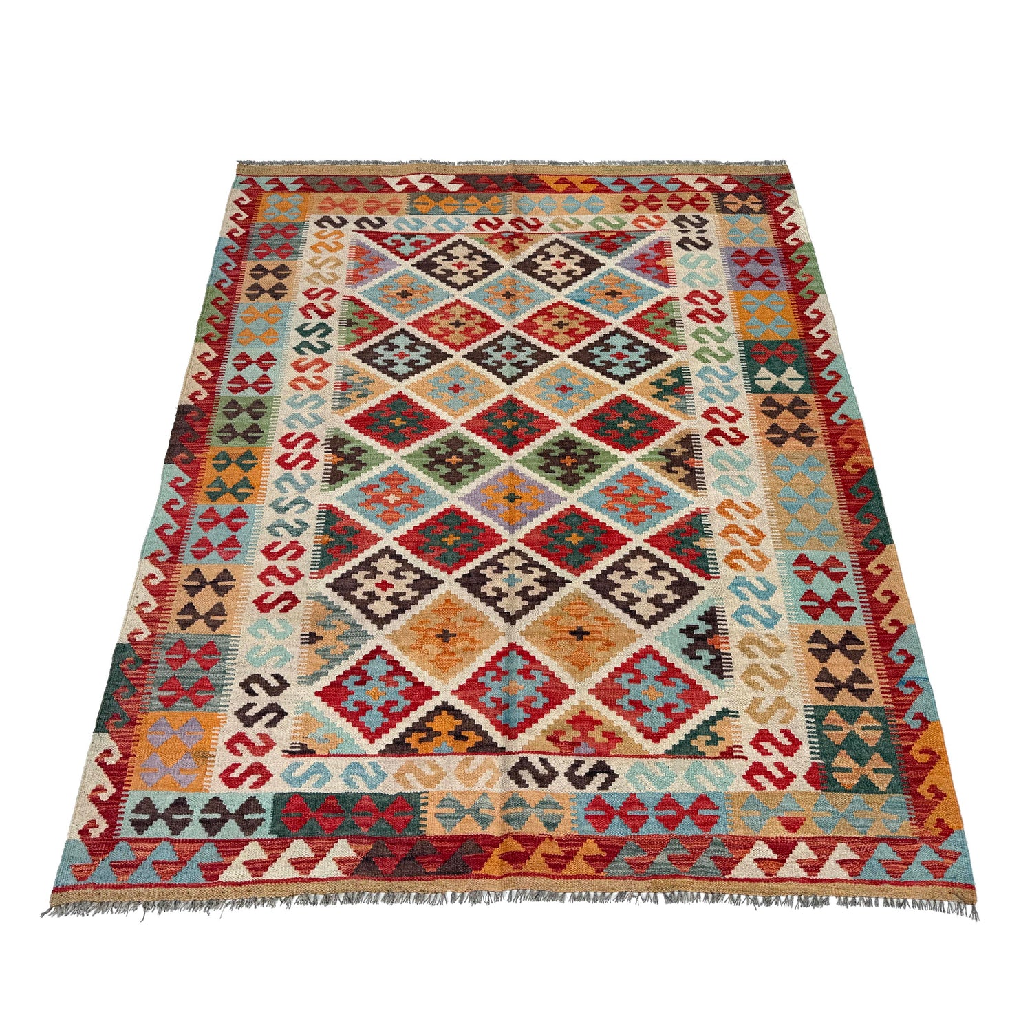 Handmade Multi Kilim Geometric 4x7 ft