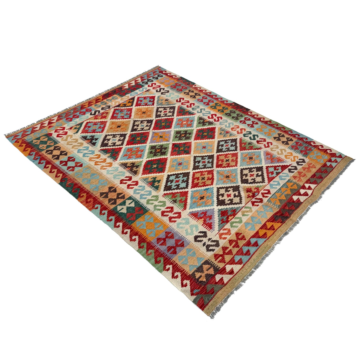 Handmade Multi Kilim Geometric 4x7 ft