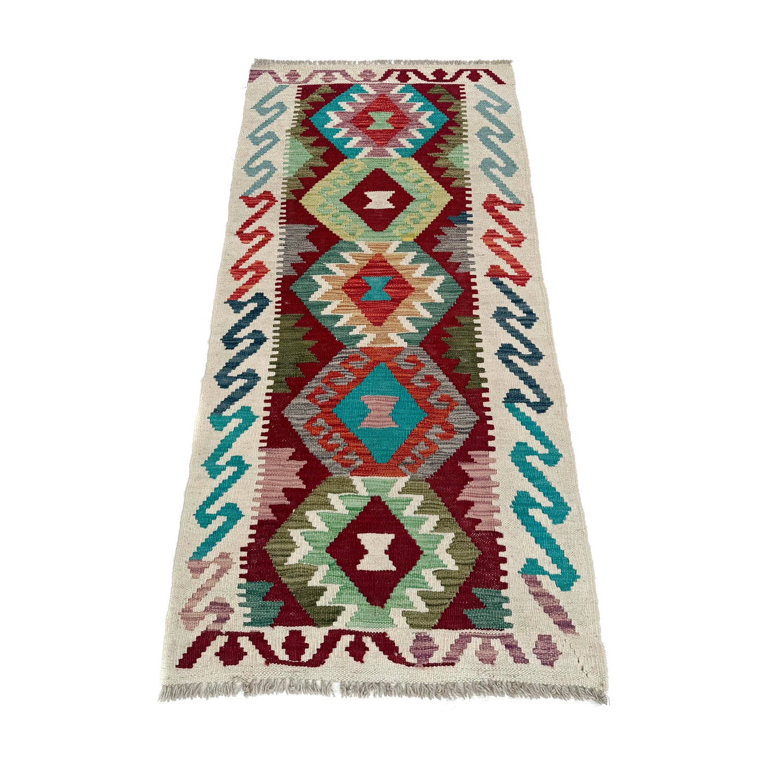 Handmade Multi Kilim Geometric 5' Runner