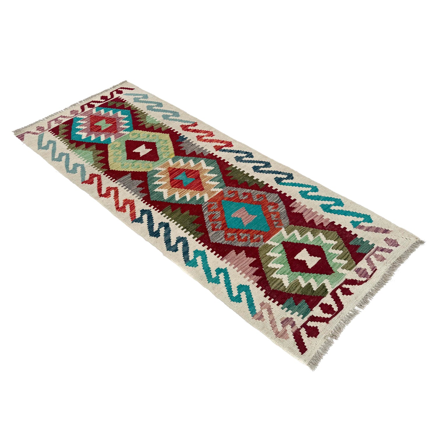 Handmade Multi Kilim Geometric 5' Runner