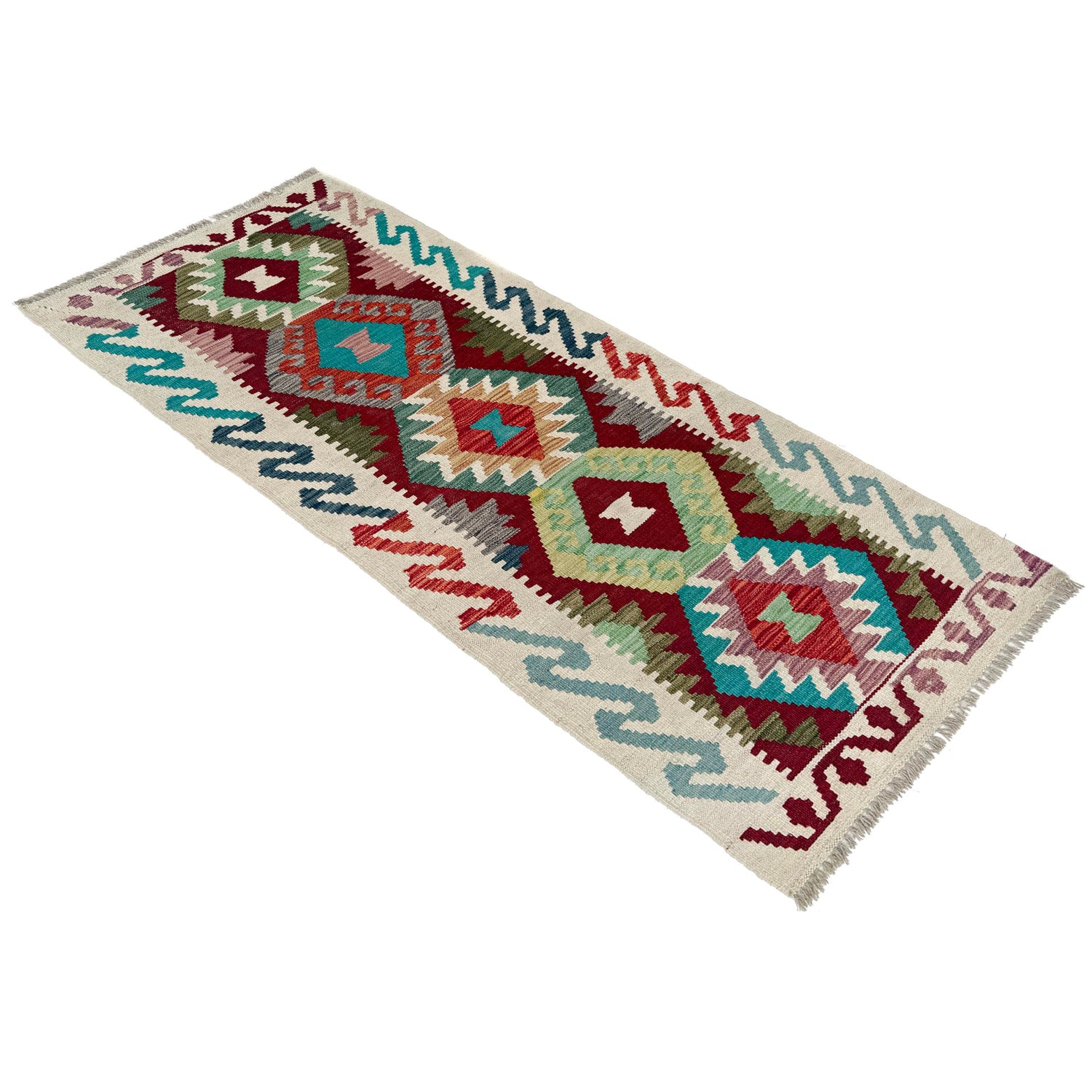 Handmade Multi Kilim Geometric 5' Runner