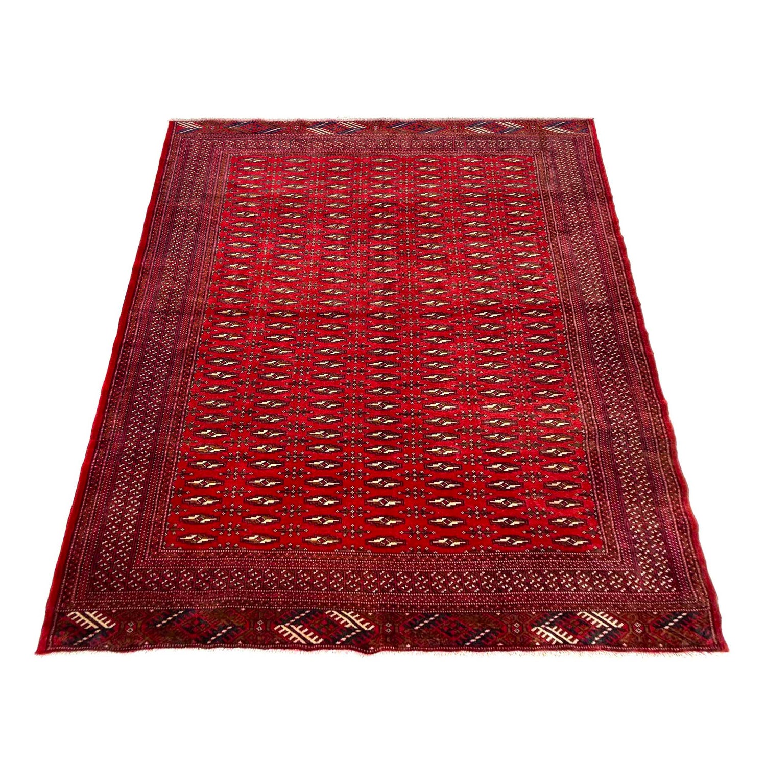 Bokhara Rug Handmade Deep Red Medallion 6x9 ft
