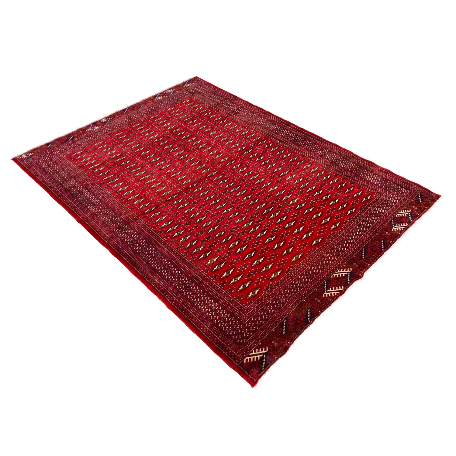 Bokhara Rug Handmade Deep Red Medallion 6x9 ft