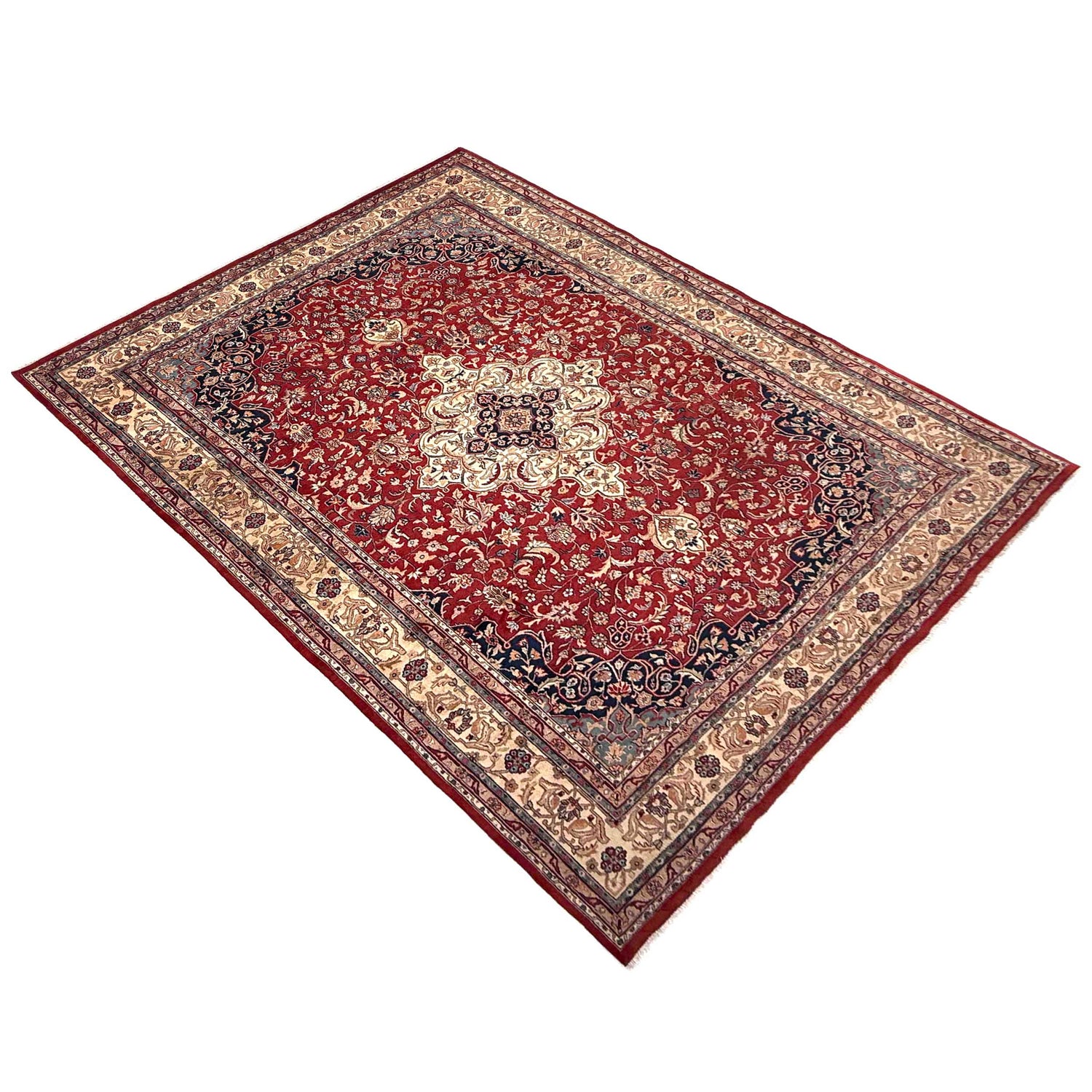 Kashan Area Rug Handmade Multi Medallion 9x12 ft